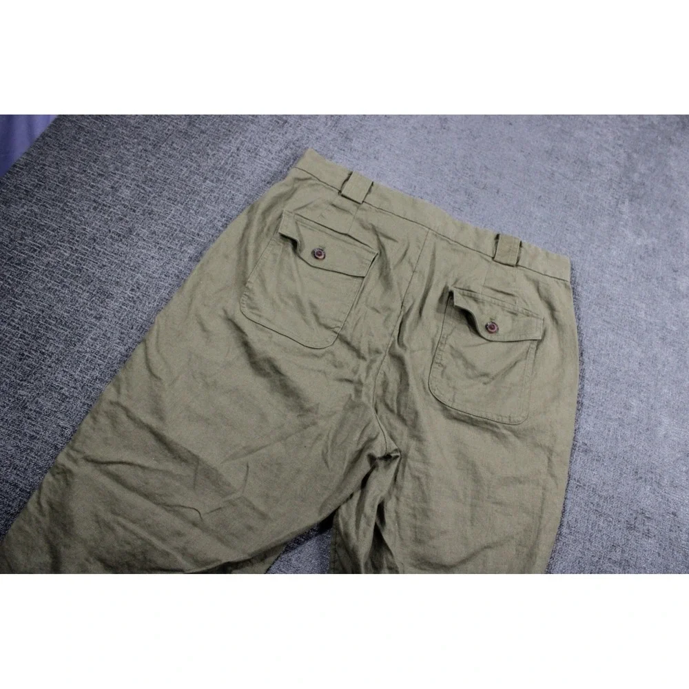 Banana Republic Womens Olive Green Linen Blend Utility Chino Pants Size 14